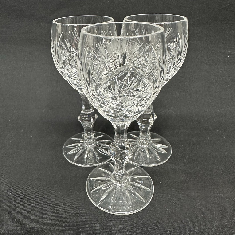 American Cut 'Barbara' Cut 4 5/8" Cordial Glass, Vintage, Set‎ of 3